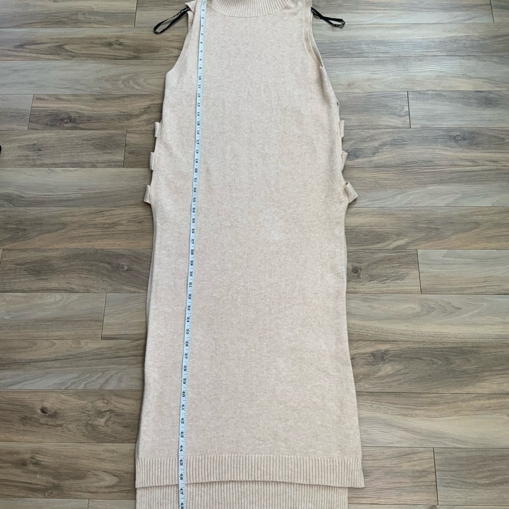 Love Token Beige Open Sides Turtleneck Midi Sweater Dress - Picture 7 of 7